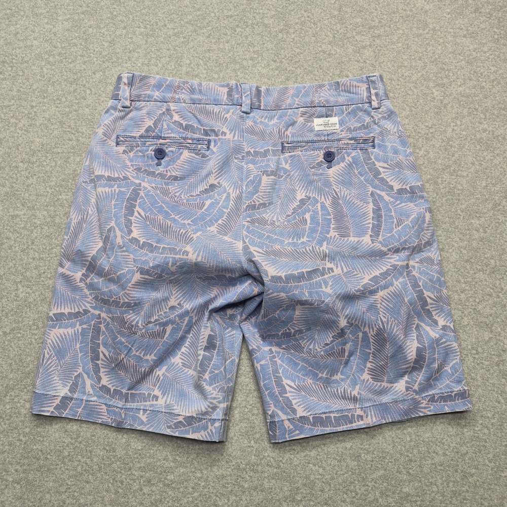 Vineyard Vines Breaker Shorts Mens 30 Pink Blue Palm Leaf Tropical Beach Preppy - Picture 3 of 14